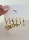 Altın Renk Karışık Figürlü Taş Detaylı 6lı YSX Küpe Set