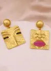Altın Renk Karışık Figürlü Tasarım Küpe (Çift)