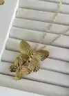 Altın Renk Kelebek Figürlü Çelik Kolye