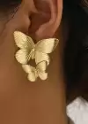 Altın Renk Kelebek Figürlü Çelik Küpe (Çift)