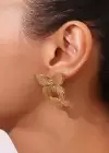 Altın Renk Kelebek Figürlü Çelik Küpe (Çift)