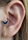 Altın Renk Kelebek Figürlü Çelik Tragus/Kıkırdak Küpe/Piercing (Tek)