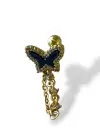 Altın Renk Kelebek Figürlü Çelik Tragus/Kıkırdak Küpe/Piercing (Tek)