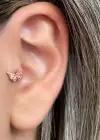 Altın Renk Kelebek Figürlü Çelik Tragus/Kıkırdak Küpe/Piercing (Tek)