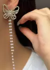 Altın Renk Kelebek Figürlü İnci Detaylı Abiye Küpe (Çift)