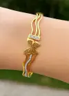 Altın Renk Kelebek Figürlü Kelepçe Bileklik