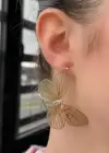 Altın Renk Kelebek Figürlü Küpe (Çift)