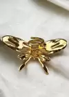 Altın Renk Kelebek Figürlü Metal Mandal Toka