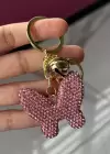 Altın Renk Kelebek Figürlü Pembe Taşlı Anahtarlık