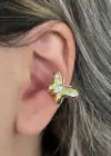 Altın Renk Kelebek Figürlü Taş Detaylı 14K Altın Kaplama TX Ear Cuff (Tek)
