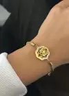 Altın Renk Kelebek Figürlü Taş Detaylı Çelik Bileklik