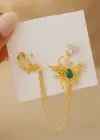 Altın Renk Kelebek Figürlü Taş Detaylı Ear Cuff Küpe Set