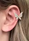 Altın Renk Kelebek Figürlü Taşlı Ear Cuff