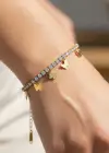Altın Renk Kelebek Figürlü Taşlı Su Yolu Bileklik