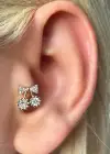 Altın Renk Kiraz Figürlü Çelik Tragus/Kıkırdak Küpe/Piercing (Tek)