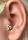 Altın Renk Kiraz Figürlü Çelik Tragus/Kıkırdak Küpe/Piercing (Tek)  Adres Oluştur