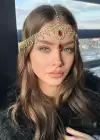 Altın Renk Kırmızı Taş Detaylı Alınlık/Kına Aksesuarı