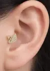 Altın Renk Kuğu Figürlü Taş Detaylı Cerrahi Çelik Tragus/Kıkırdak Küpe/Piercing (Tek)