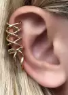 Altın Renk Kurdele Figürlü Ear Cuff Küpe (Tek)