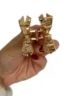 Altın Renk Kurdele Figürlü Mini Metal Mandal Toka