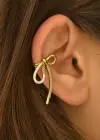 Altın Renk Kurdele Figürlü Taş Detaylı 14K Altın Kaplama TX Ear Cuff (Tek)