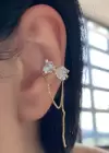 Altın Renk Kurdele Figürlü Taş Detaylı Ear Cuff Küpe (Tek)