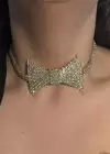 Altın Renk Kurdele Figürlü Tasarım Choker Kolye