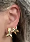 Altın Renk Kuyruk Ve Yıldız Figürlü Küpe Set