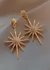 Altın Renk Kuzey Yıldız Figürlü Taş Detaylı Küpe (Çift)