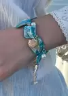 Altın Renk Mavi Taş Detaylı Çelik Bileklik