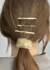Altın Renk Metal Detaylı Lastik Ve Tel Toka Set