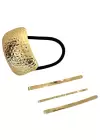 Altın Renk Metal Detaylı Lastik Ve Tel Toka Set