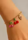 Altın Renk Meyve Figürlü Çelik Bileklik