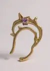 Altın Renk Mor Taş Detaylı 14K Altın Kaplama TX Ear Cuff (Tek)