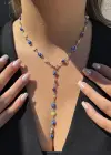 Altın Renk Nazar Boncuk Ve Papatya  Figürlü Çelik Y Kolye