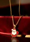 Altın Renk Noel Baba Figürlü Çelik Yılbaşı Kolyesi
