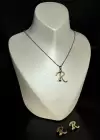 Altın Renk R Harfli Çelik Kolye Ve Küpe Set