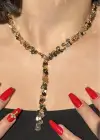 Altın Renk Saçaklı Çelik Y Kolye