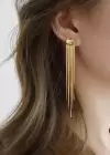 Altın Renk Sallantılı Abiye Küpe (Çift)
