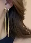 Altın Renk Sallantılı Çelik Küpe (Çift)