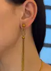 Altın Renk Sallantılı Çelik Küpe (Çift)