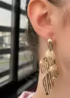 Altın Renk Sallantılı Metal Küpe (Çift)