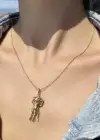 Altın Renk Sarılan Çelik Çift Kolyesi