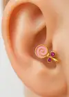Altın Renk Şeker Figürlü Cerrahi Çelik Tragus/Kıkırdak Küpe/Piercing (Tek)