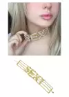 Altın Renk Sexy Yazılı Taş Detaylı Tasarım Choker Kolye