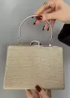 Altın Renk Simli Abiye Portföy Çanta