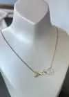 Altın Renk Smile Yazı Detaylı Çelik Kolye