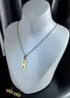 Altın Renk Sonsuzluk Figürlü Çelik Kolye Ve Küpe Set