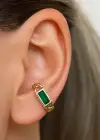 Altın Renk Taş Detaylı 14K Altın Kaplama TX Ear Cuff (Tek)