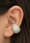 Altın Renk Taş Detaylı 14K Altın Kaplama TX Ear Cuff (Tek)